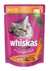 Консервы для кошек WHISKAS "Желе с телятиной, индейкой и овощами" 0,1 кг