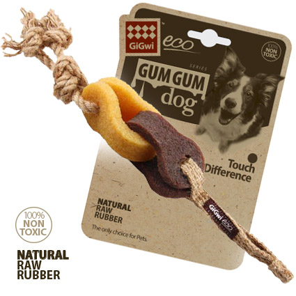 Игрушка для собак GiGwi Gum Gum Dog Цепь с льняным ремешком, эко-резина 40 см
