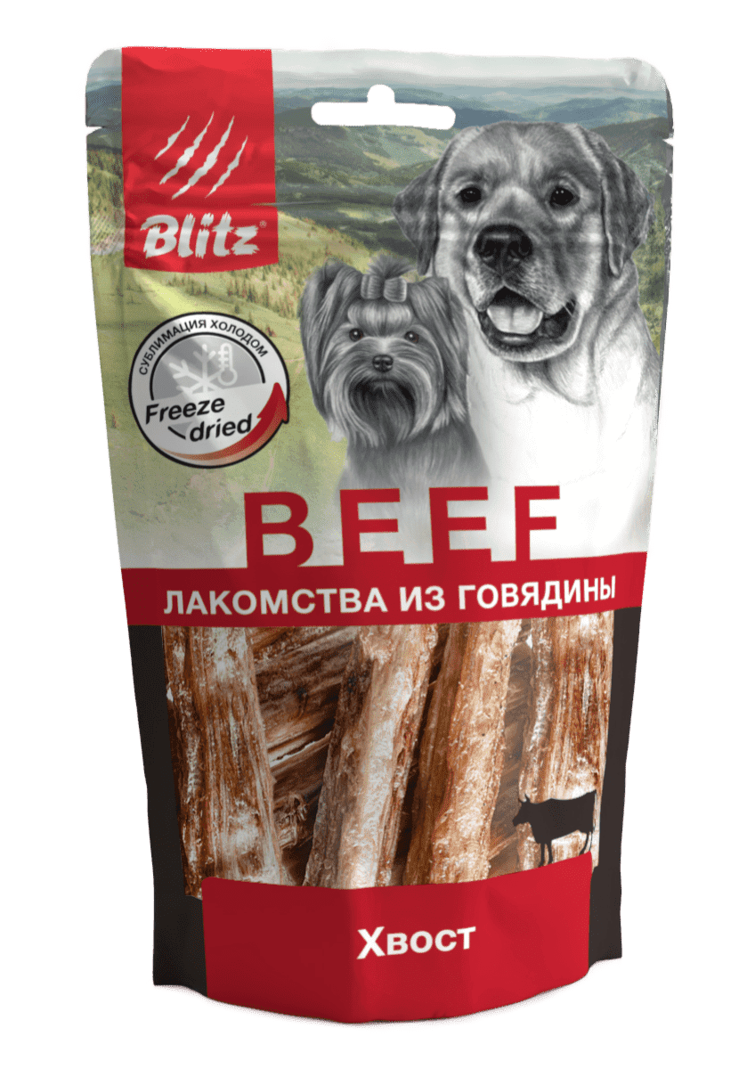 Blitz сублимированное лакомство для собак "Хвост" говяжий, 100 г