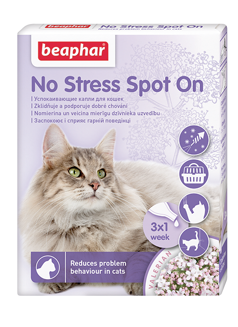 Успокаивающе капли для кошек Beaphar No Stress Spot On, 3 пипетки по 0,4 мл
