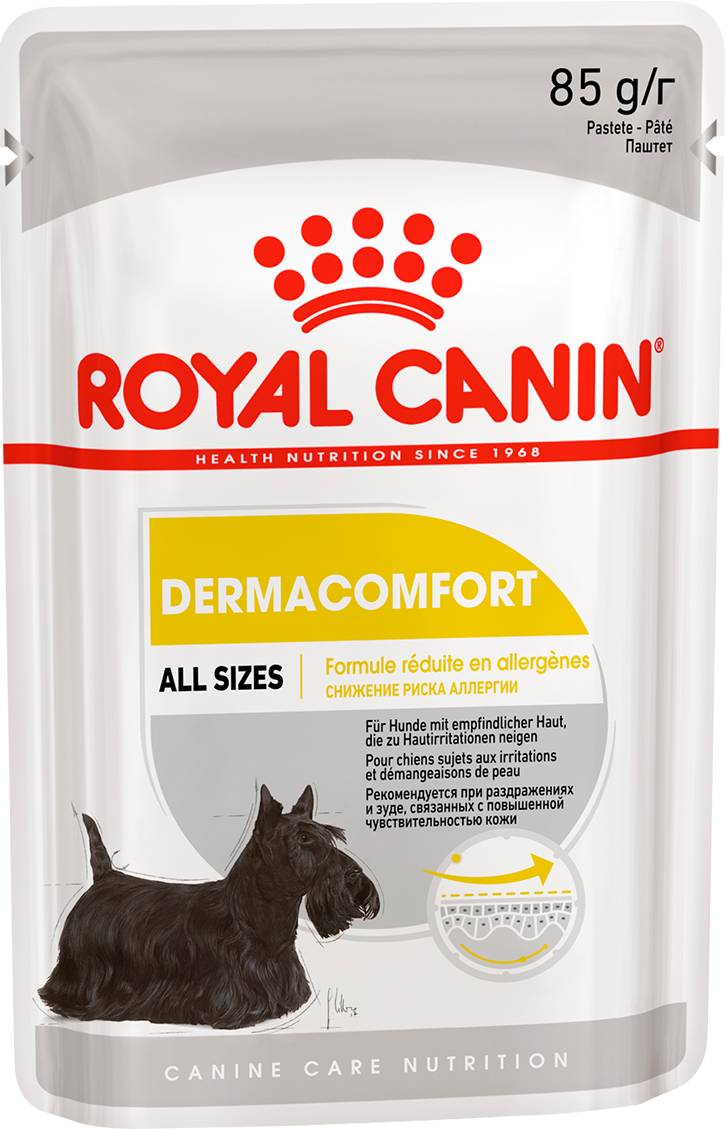 Влажный корм для собак Royal Canin Dermacomfort Pouch Loaf для чувствительной кожи, в паштете 85 г
