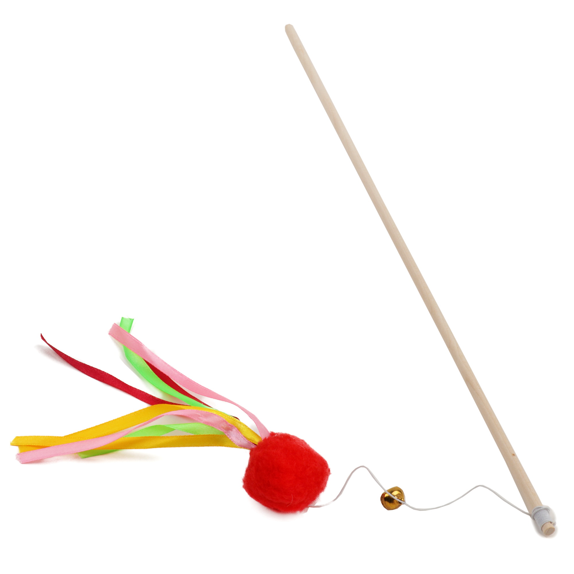 Игрушка для кошек Лакки "Удочка-ленточка-шар", красная 47 см