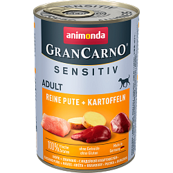 Консервы для взрослых собак с чувствительным пищеварением Animonda GranCarno Sensitiv c индейкой и картофелем 400 г х 6 шт.