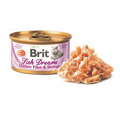 Консервы для кошек Brit Fish Dreams Chicken Fillet & Shrimps Куриное филе и креветки, 80 г х 12 шт.